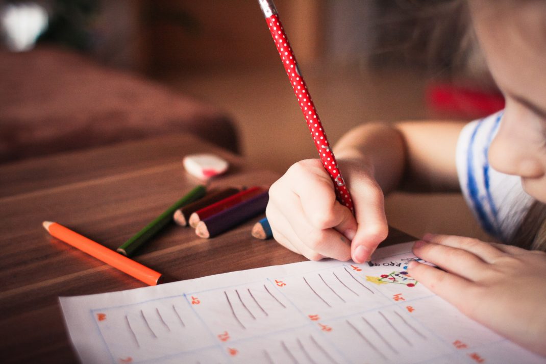 A child doing their homework.