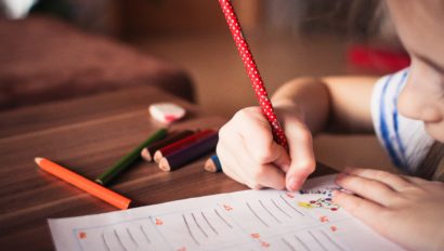 A child doing their homework.