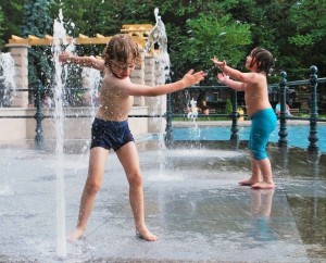Kids playing in water during summer